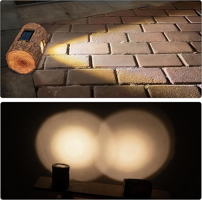 2 Pack Solar Tree Stump Lights Outdoor, Waterproof Solar Spot Garden Lights, Auto On/Off Warm LED Decorative Landscape Lighting for Yard Lawn Patio Pathway Walkway