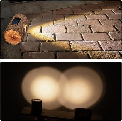 2 Pack Solar Tree Stump Lights Outdoor, Waterproof Solar Spot Garden Lights, Auto On/Off Warm LED Decorative Landscape Lighting for Yard Lawn Patio Pathway Walkway