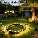 Solar Palm Tree Ring Lights Outdoor, 3-in-1 Tie/Stake/Hang Installation, Warm White 50Lumen LED Tree Uplighting | Lumora