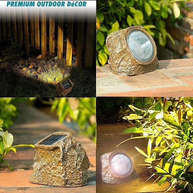 EiGreen Solar Garden Rock Lights Outdoor, 2 Pack 10 LED Waterproof Solar Powered Rock Light，Yard Landscaping | Lumora