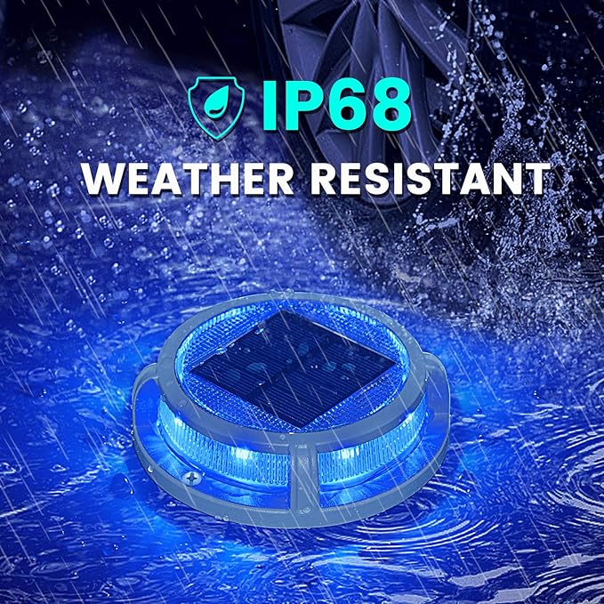 SIEDiNLAR Solar Deck Lights Outdoor 2 Modes 16 LEDs Driveway Markers Dock Light Solar Powered Waterproof for Ground | Lumora