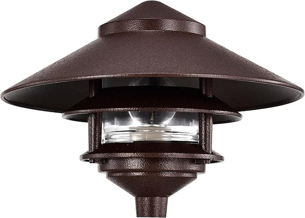 NUVO SF76/635 One 2 Louver Hood Outdoor Pagoda Landscape Pathway Light, 2 Tier-Large, Old Bronze | Lumora