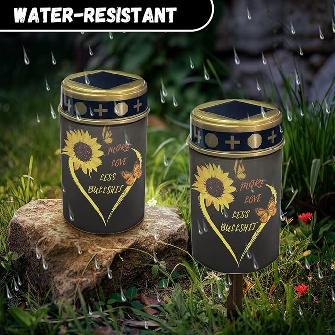 Sunflower Heart Solar Outdoor Lights, Waterproof Solar Pathway Lights,Auto On/Off Solar Lights, Solar Garden Lights for Grave Walkway Driveway Yard Lawn Landscape