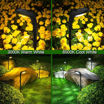 Solar Outdoor Pathway Lights, 2 Pack, Waterproof IP65, Stylish Snake Head Shape Design, Warm/Cool Light Dual Modes Switchable, Efficient Landscape Lighting for Garden, Walkway, Patio