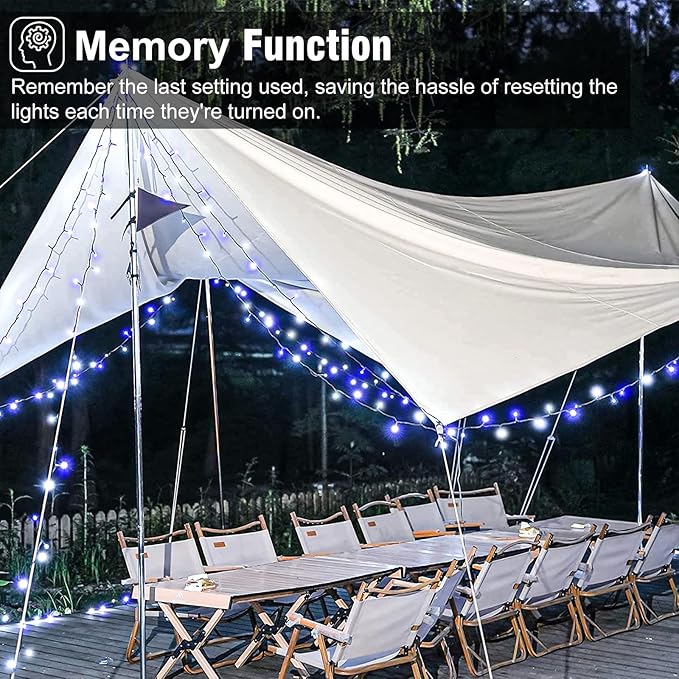 Blue and White Christmas Lights Outdoor, 100FT 300 LED Christmas Tree Lights with 8 Modes Waterproof, Connectable Green Wire String Twinkle Lights for Indoor Patio Garden Xmas Party Decorations
