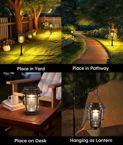 Bright Solar Pathway Lights Outdoor, 8 Pack Waterproof IP65, Auto On/Off Solar Powered Garden Lights for Yard Lawn Walkway Landscape Pool Outside - 3-in-1 Hanging, Tabletop & Stake Lighting