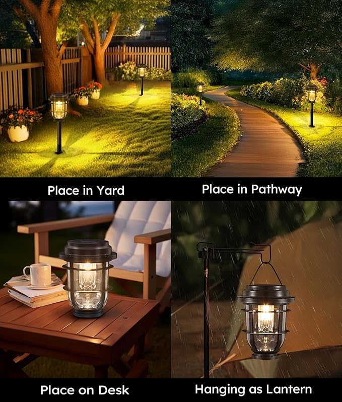 4-Pack Solar Pathway Lights, Bright Auto Garden Lights Decor - Durable Landscape Lighting for Lawn, Patio, Walkway, Driveway, Housewarming Gift Ideas