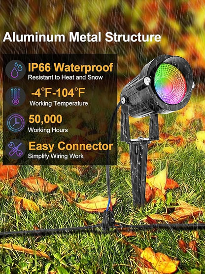 ZUCKEO 12W RGB Low Voltage Landscape Lights, LED Color Changing Landscape Lighting, IP66 Waterproof Outdoor Spotlight, 12V 24V Christmas Decorative Light for Yard Garden Path(12Pack)