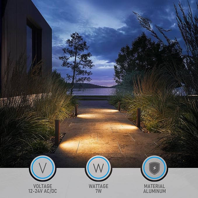 LEONLITE 5CCT Low Voltage Landscape Lights, 7W 12-24V LED Pathway Lights, Die-Casted Aluminum, IP65 for Outdoor Path Sidewalk Walkway, 1800K/2700K/3000K/4000K/5000K, ETL, Oil Rubbed Bronze, Pack of 4