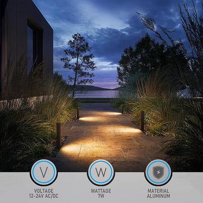 LEONLITE 5CCT Low Voltage Landscape Lights, 7W 12-24V LED Pathway Lights, Die-Casted Aluminum, IP65 for Outdoor Path Sidewalk Walkway, 1800K/2700K/3000K/4000K/5000K, ETL, Oil Rubbed Bronze, Pack of 4