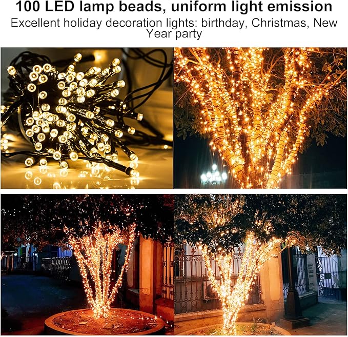 39ft 100LED Small Fairy 8 Lighting Modes Solar Power Outdoor String Lights watertight High Temperature resistant | Lumora