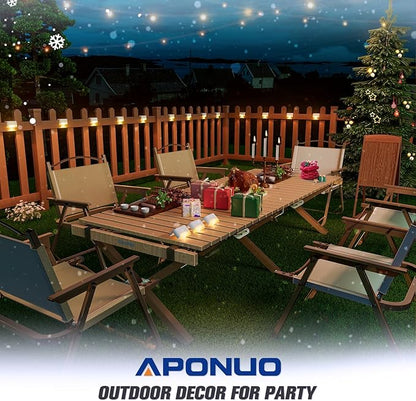 APONUO Solar Deck Lights 16 Pcs, Solar Step Lights Outdoor Waterproof Led Fence Light for Patio, Stairs, Garden Pathway (Warm White)