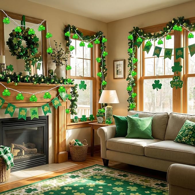 20 LED Clear Green Shamrock String Lights, 12FT St Patricks Day Lights String Outdoor Waterproof with 20 LED Light | Lumora