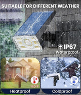 2-Pack Solar Lights Outdoor Waterproof IP67, 3 Color Modes (Warm/Cool White & Hybrid) with 3 Lighting Modes, 105° | Lumora