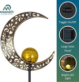 MCSSMOON Solar LED Crescent Moon Garden Light – Waterproof Metal Stake with Crackled Glass - Outdoor Path Light | Lumora