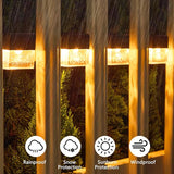 Solar Garden Railing Lights, 4 Pack Waterproof LED Solar Lights Outdoor with Warm White/7 Color Changing Lighting | Lumora