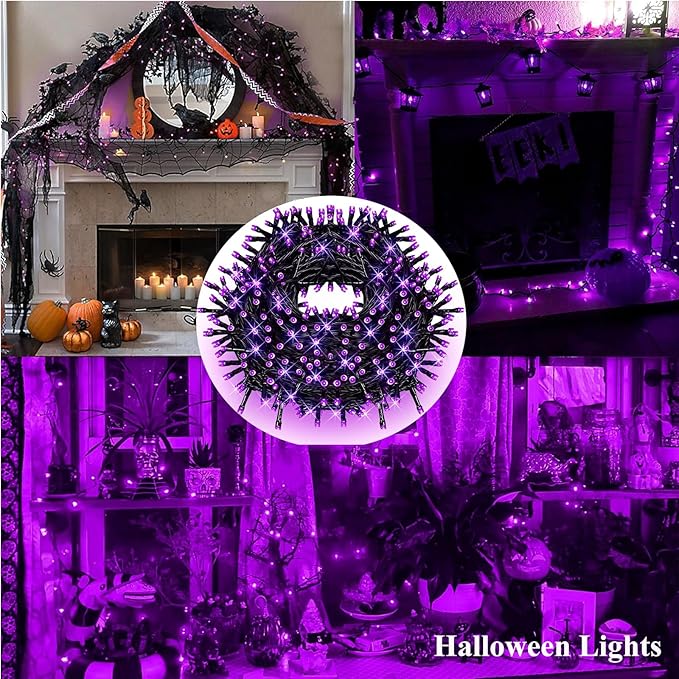 FULLBELL Black Light String Lights Blacklight 100 LEDs 33 Feet Black Lights for Glow Party, Blacklights for Birthday Party Halloween Christmas Bedroom (Purple)