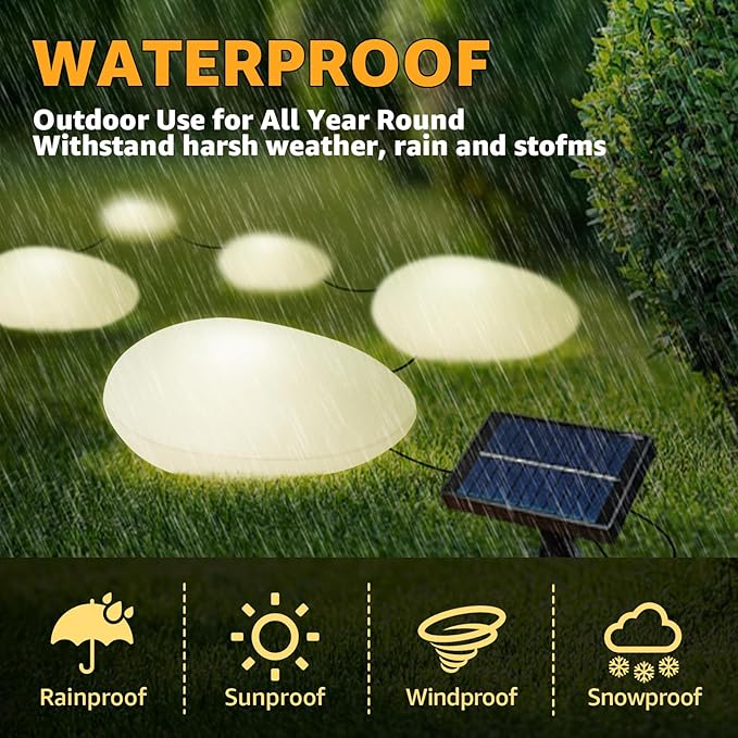 Color Changing Solar Lights Outdoor Waterproof - 5Pcs Plastic Pebbles Multi Color/RGB CobbleStones Lights for Decoration Landscape Garden Pathway Patio Lawn Yard Walkway.