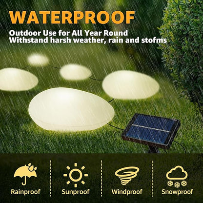 Color Changing Solar Lights Outdoor Waterproof - 5Pcs Plastic Pebbles Multi Color/RGB CobbleStones Lights for Decoration Landscape Garden Pathway Patio Lawn Yard Walkway.