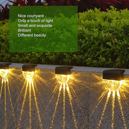 Solar Deck Lights, Polycrystalline Silicon Solar Fence Lights with 2 Lighting Modes for Outdoor Path Garden Balcony Garage Wall