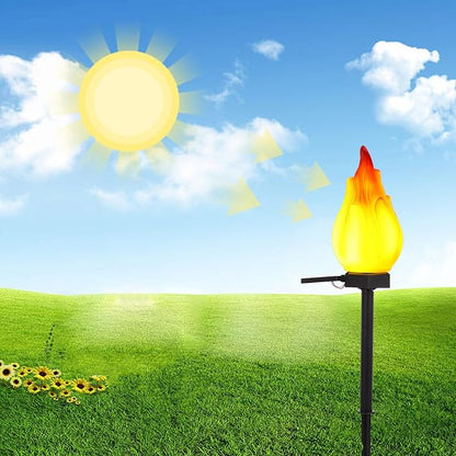 Solar Garden Flame Path Light Outdoor Decorative Solar Yard Light for Patio Lawn Landscape with Flickering Flame Effect