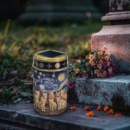Starry Night Cats Solar Garden Stake Light, Cemetery Decorations for Grave Outdoor Lights,Sympathy Memorial Gifts for Mother, for Christmas Garden Lawn Yard Patio Decor