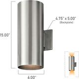 Kichler 9246BA Two Light Indoor/Outdoor Wall Mount, Brushed Aluminum, 15" | Lumora
