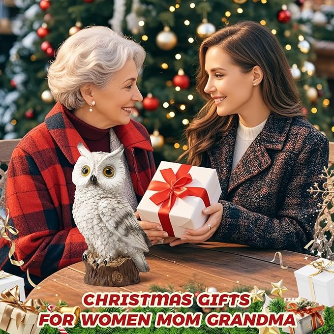 Solar Owl Garden Statues Outdoor Decor Resin Owl Figurine with LED Lights Owl Sculpture for Porch Patio Lawn Yard | Lumora