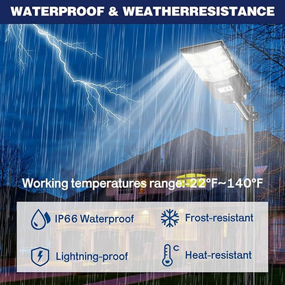 3500W Solar Flood Lights [25000LM Extreme Bright] with Radar Motion Sensor, IP66 Waterproof for Driveway, Farm, Warehouse - Solar Security Lights for Homeowner/Rancher/Contractor