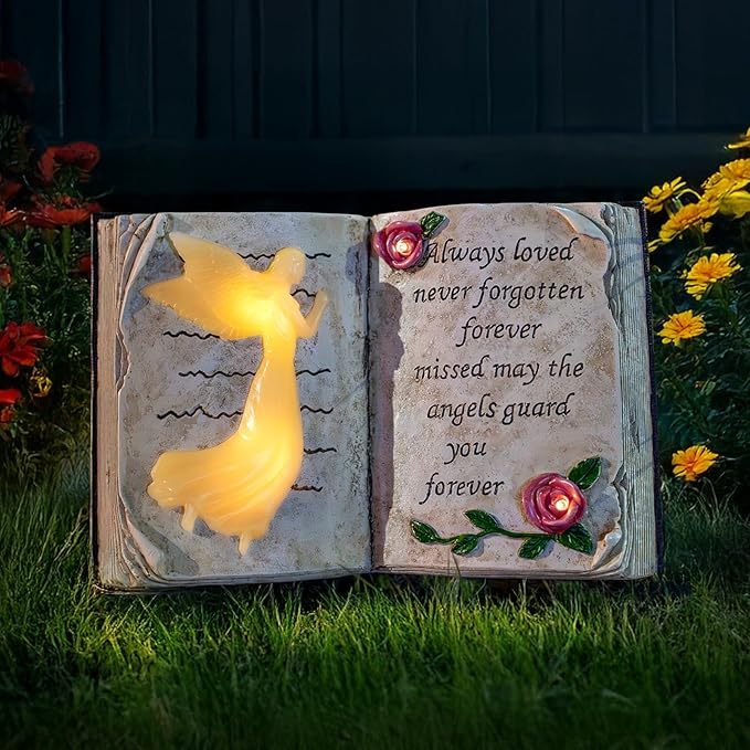 Outdoor Solar Angel Garden Stakes Lights - Praying Guardian Angel Figurines, Waterproof Memorial Grave Decorations | Lumora
