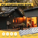 165FT Outdoor String Light Hanging Kit, Heavy Duty 1/16" Vinyl-Coated 304 Stainless Steel Cable, Globe Light | Lumora