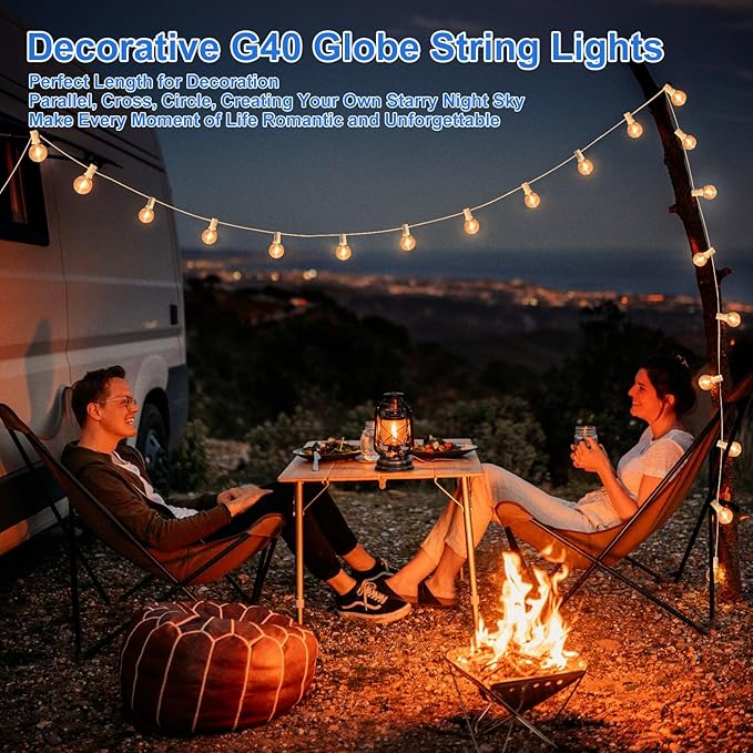 Bosceos Outdoor G40 LED Globe String Lights 25FT Dimmable Shatterproof Waterproof Patio Lights with 12+2 Bulbs | Lumora