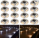 AGPTEK Solar Driveway Lights Outdoor 16 Pack, 2 Color Modes LED Deck Dock Marine Waterproof Driveway Marker Lights | Lumora