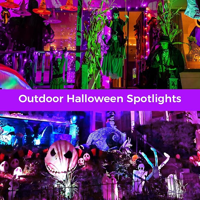 Christmas Halloween LED Spot Lights Outdoor Black Light Projector, 12W Color Changing Landscape Lighting Wired 120V | Lumora