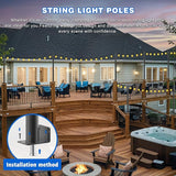 zoegi 10 Pack 5FT String Light Poles,Light Poles for Outside Lights with Fork,Outdoor Brackets Hanging Lights,Metal | Lumora