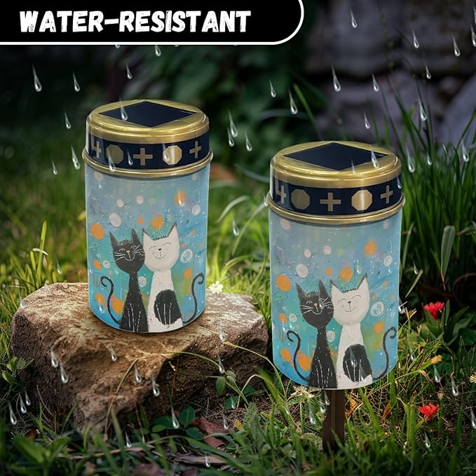 Cartoon Cat Solar Lights Outdoor Solar Garden Stake Lights Outdoor Powered Landscape Lighting Warm White LED Solar Lantern Solar Fairy Lights for Outside,Wall Light Auto On/Off
