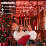 132ft Icicle Lights for Outside, Red and White Christmas Lights Outdoor Indoor, 1280 LED Twinkle With 240 Drops | Lumora