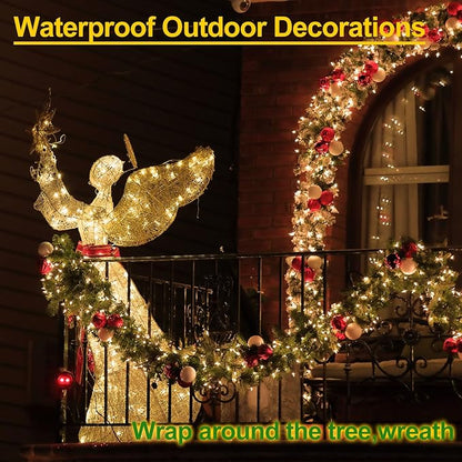 4PACK Christmas Mini String Lights Battery Operated,16.5FT 50 Count LED Forest Battery Christmas Lights with Timer 8 Modes Waterproof Battery Mini String Lights for Christmas Decorations Tree Wreath