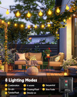 Brightown Solar String Lights Outdoor Waterproof, 19.6Ft 60 LED Globe Solar Patio Lights, 8 Modes Balcony Lights | Lumora