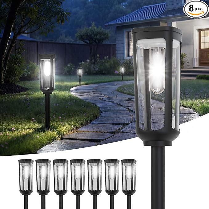 Solar Pathway Lights Outdoor,8 Pack Cool Garden Lights Solar Powered Waterproof IP65,Auto On/Off Outdoor Light for Lawn Patio Walkway Driveway Decor Landscape Lighting