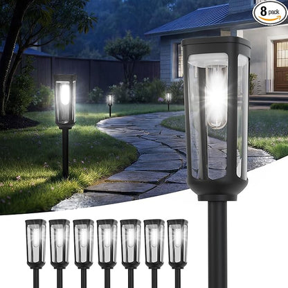 Solar Pathway Lights Outdoor,8 Pack Cool Garden Lights Solar Powered Waterproof IP65,Auto On/Off Outdoor Light for Lawn Patio Walkway Driveway Decor Landscape Lighting