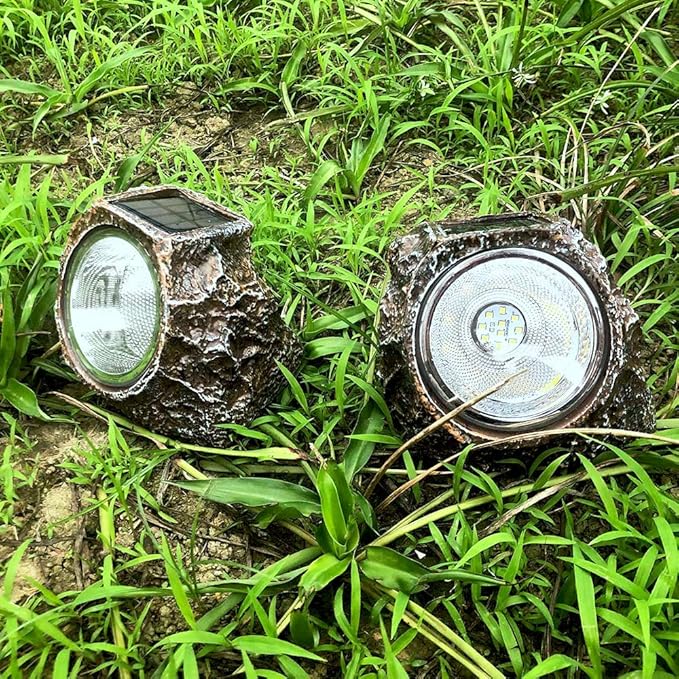 EiGreen Solar Garden Rock Lights Outdoor, 2 Pack 10 LED Waterproof Solar Powered Rock Light，Yard Landscaping | Lumora
