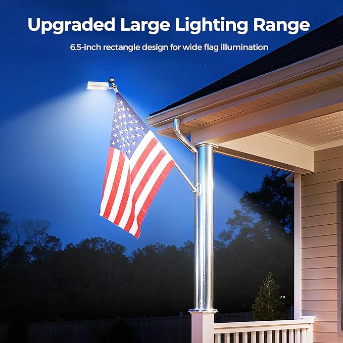 Solar Flag Pole Lights Outdoor 2 Pack, 3 Color in 1 Flagpole Lighting, High Lumen 48 Bright LED with Cool/Warm/Daylight White Modes, IP65 Waterproof Long Lasting for Outside Yard RV Flags Decor