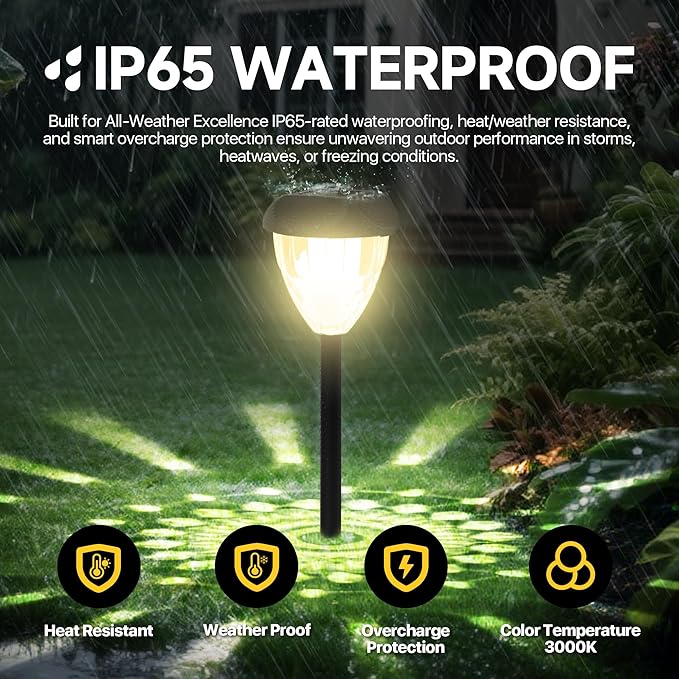 Ensenior 16-Pack Solar Lights Outdoor, 14.17" Auto ON/Off 3000K LED Solar Garden Lights for Pathway, Yard, Patio, Walkway, Planter, Waterproof, Energy-Efficient Landscape Lighting