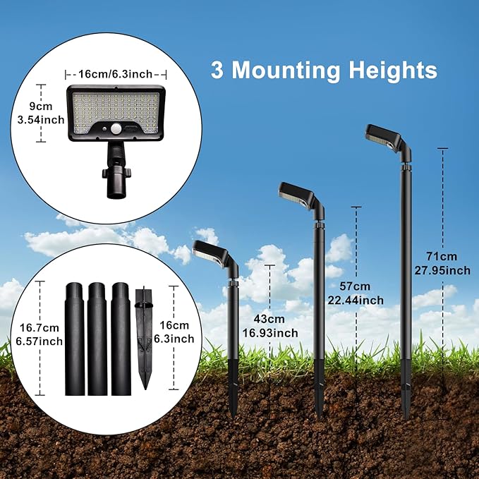 Tryme Solar Motion Lights Outdoor Waterproof 92 LEDs Bright Pathway Lights with Adjustable Angle & 3 Modes for Walkway, Driveway, Sidewalk, Garden, Yard, Patio, Landscaping (2 Pack)