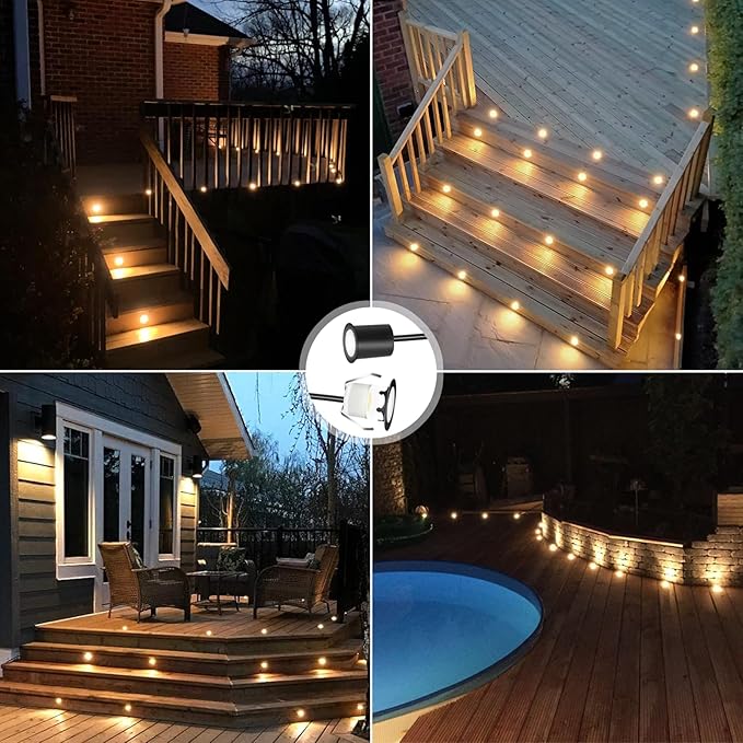 RNEHON LED Outdoor Deck Lights Kits with Protecting Shell, Φ1.18in Warm White 30 Pack, IP67 Waterproof Recessed | Lumora