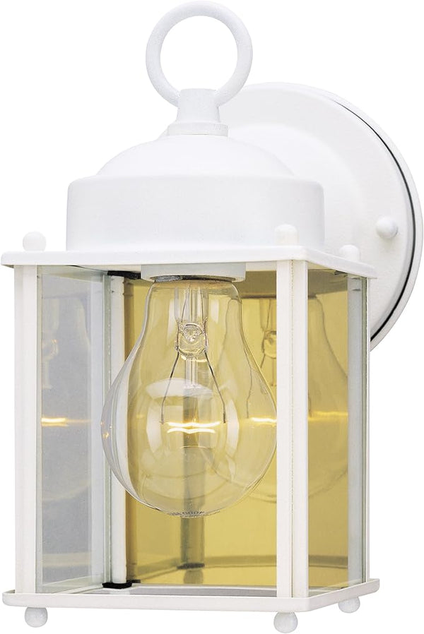 Westinghouse Lighting 6697100 One-Light Exterior Wall Lantern, White Finish on Steel with Clear Glass Panels | Lumora
