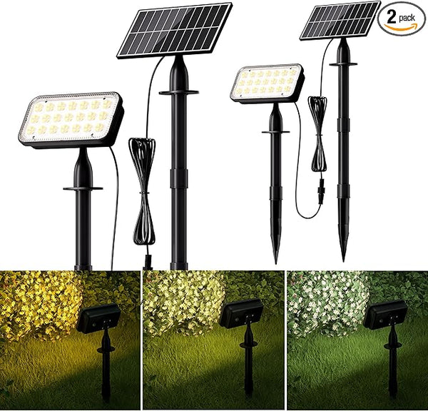 JACKYLED Solar Lights Outdoor Waterproof, Solar Tree Lights Outdoor with 10ft Cord, 3 Colors & 5 Modes, Bright | Lumora