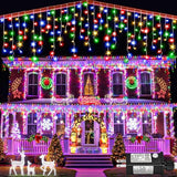 Icicle lights Outdoor - 66ft Christmas Lights with 640LED 120 Drops 8 Modes, Plug in Curtain String Lights | Lumora