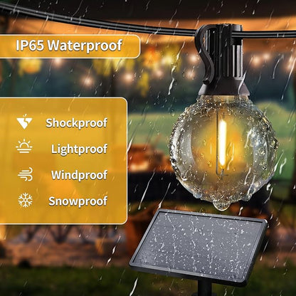 Solar String Lights Outdoor with Remote, 50ft 25 Bulbs Solar Powered Patio Lights Waterproof, Dimmable & Timer, G40 LED Solar Lights for Camping Deck Backyard Garden Fence